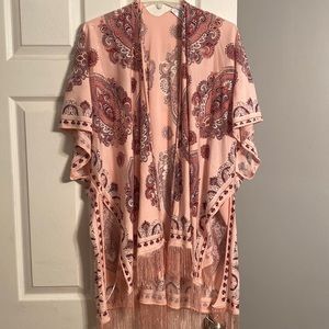 Time and Tru One Size Fringed Kimono